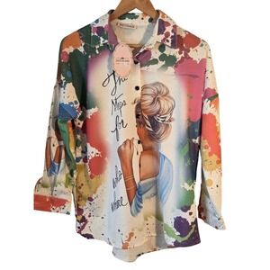 Turkish HATUN atila Graphic Print Shirt Women's Long Sleeve Top Size estimate XL